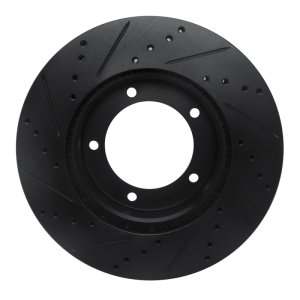 Lexus LX470 Brake Rotor (1) - Front Right - R1 Concepts - Drilled & Slotted - Black - `98-`07